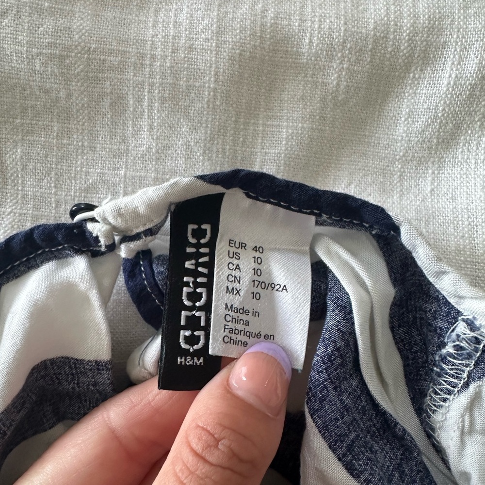 H&M Divided Navy and White Striped Top
